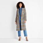 Women's Long Double-breasted Trench Coat - Future Collective With Kahlana Barfield Brown Brown Plaid