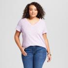 Women's Plus Size V-neck Short Sleeve T-shirt - Ava & Viv Purple 4x,