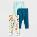 Baby Girls' 3pc Floral Fields Leggings - Cloud Island Mint Green Preemie, Girl's