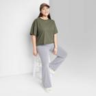 Women's Plus Size Short Sleeve Relaxed Fit Cropped T-shirt - Wild Fable Olive Green