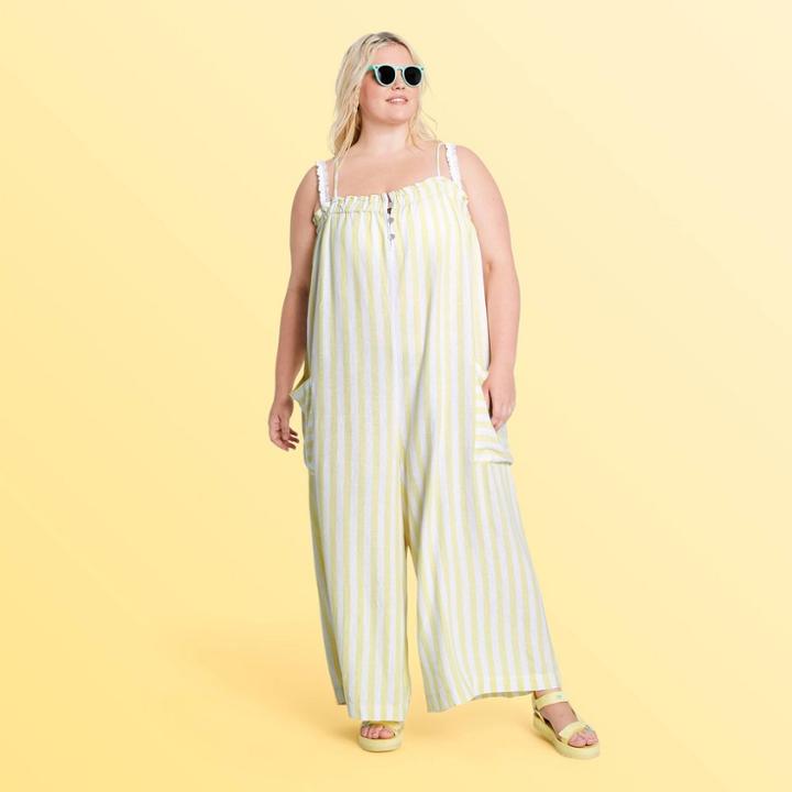 Women's Plus Size Striped Jumpsuit - Stoney Clover Lane X Target Light Yellow