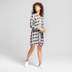 Eclair Women's Plaid Tie Waist Dress - Clair Black/white