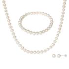 Allura 3 Piece Pearl Earring Necklace And Bracelet