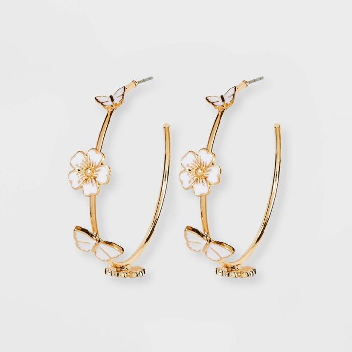 Sugarfix By Baublebar Butterfly Hoop Earrings - White