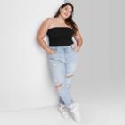Women's Plus Size Cropped Tube Top - Wild Fable Black