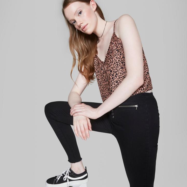 Women's Animal Print Button-down Cami - Wild Fable Brown