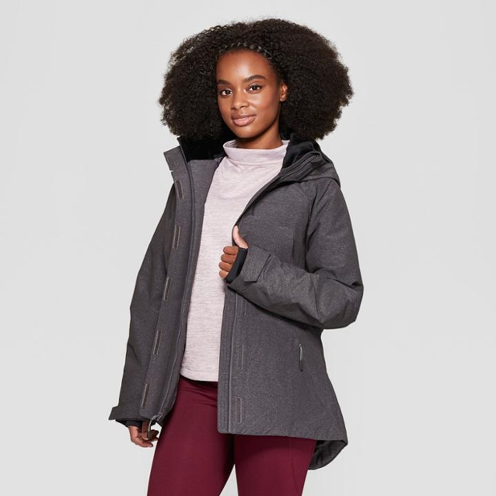 Women's Puffer Snow Jacket - C9 Champion Heather Gray