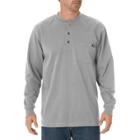 Dickies Men's Big & Tall Cotton Heavyweight Long Sleeve Pocket Henley Shirt- Heather Gray