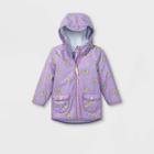 Toddler Girls' Rainbow Print Rain Jacket - Cat & Jack Purple