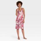 Women's Abstract Print Satin Chemise - Stars Above Pink