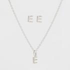 Sterling Silver Initial E Earrings And Necklace Set - A New Day Silver, Girl's,