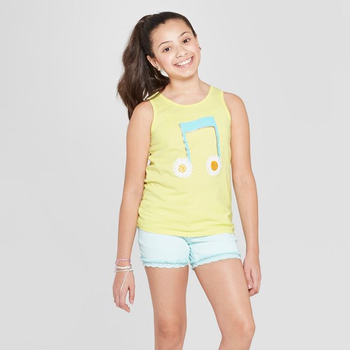 Girls' Music Note Graphic Tank Top - Cat & Jack Yellow