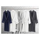 S/m Waffle Terry Solid Bathrobe Navy - Linum Home Textiles, Blue