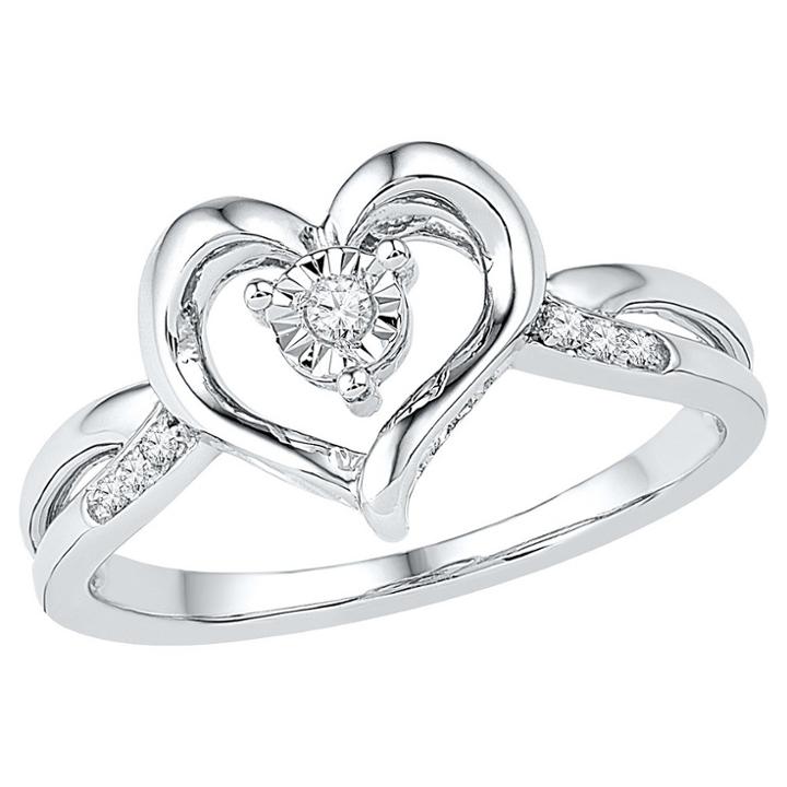 Distributed By Target Women's Diamond Accent Prong/miracle Set Heart Ring In Sterling Silver (ij-i2-i3) (size