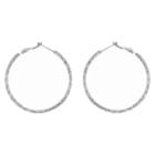 Target Hoop Earrings Sterling Textured 40 Mm Round -