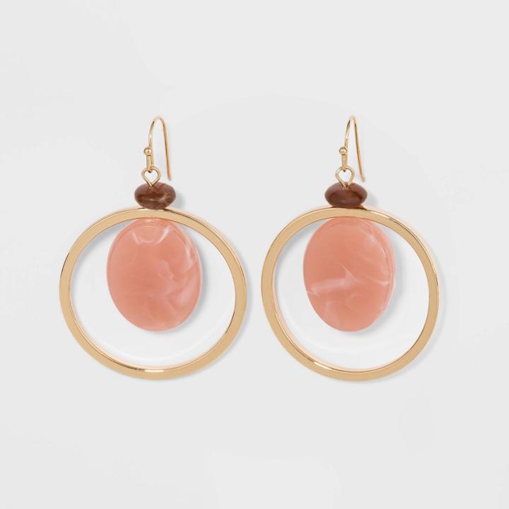 Drop Hoop Earrings - A New Day Blush Pink, Women's