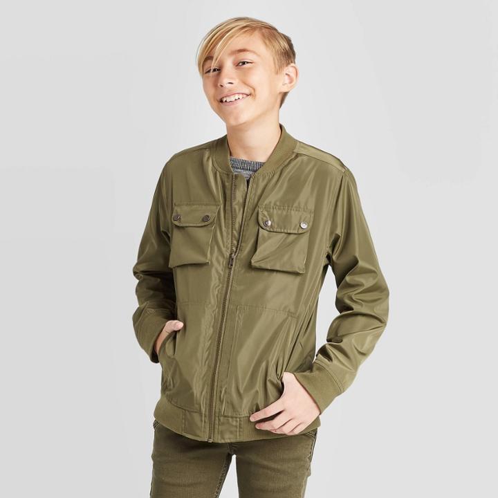 Boys' Long Sleeve Bomber Jacket - Cat & Jack Olive Xs, Boy's, Green