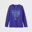Girls' 'hanukkah' Long Sleeve Graphic T-shirt - Cat & Jack Bright Blue