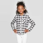 Girls' Long Sleeve Buffalo Plaid Woven Button-down - Cat & Jack Cream