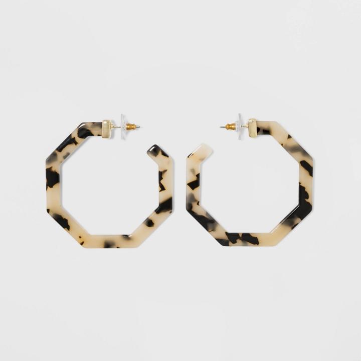 Sugarfix By Baublebar Geometric Resin Hoop Earrings - Blonde Tort, Girl's