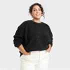 Women's Plus Size Sherpa Pullover Sweatshirt - A New Day Black