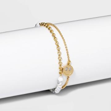 Beloved + Inspired Cubic Zirconia Multi-strand Howlite Bracelet - White