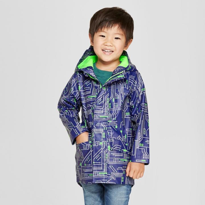 Toddler Boys' Dream Stripe Rain Jacket - Cat & Jack Blue
