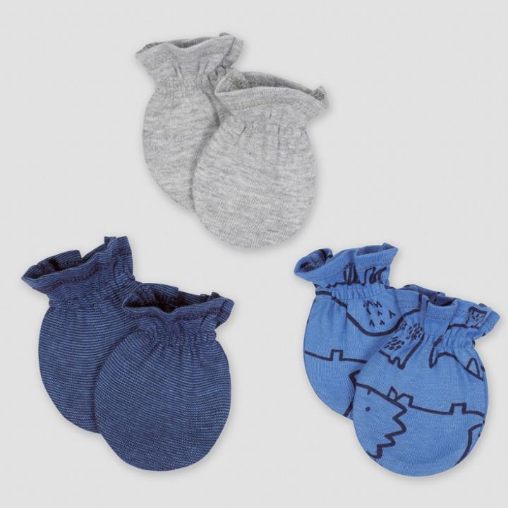 Gerber Baby Boys' 3pk Mittens Dino - Blue