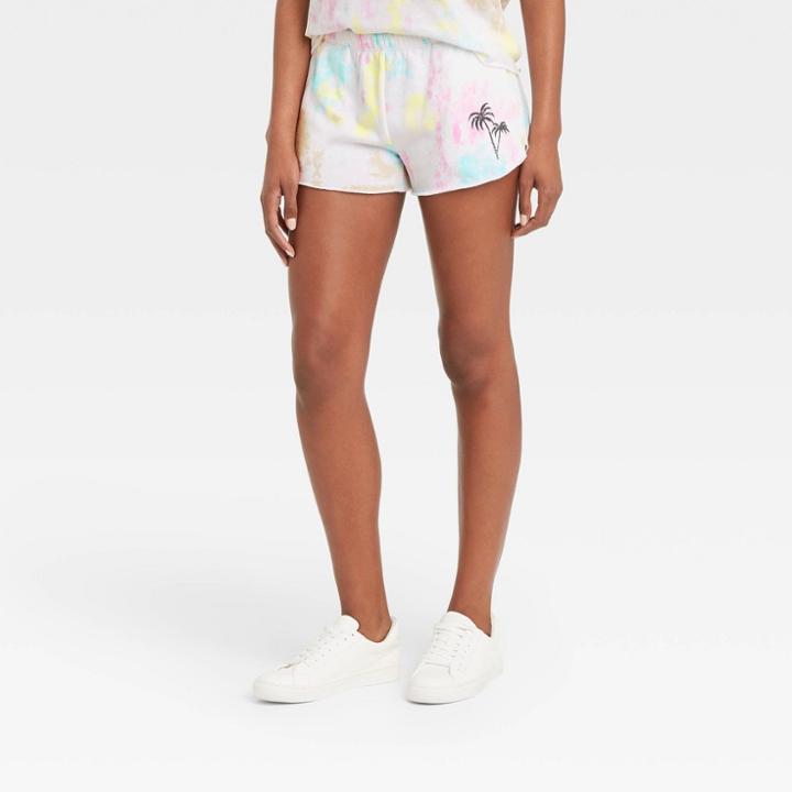 Grayson Threads Women's Salty State Of Mind Graphic Jogger Shorts - White Tie-dye