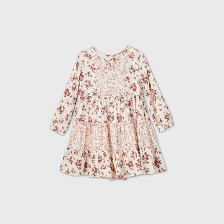 Oshkosh B'gosh Toddler Girls' Long Sleeve Mixed Floral Dress - Burgundy