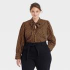 Women's Plus Size Long Sleeve Button-down Top - Who What Wear Black