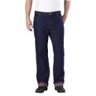 Dickies Men's Relaxed Straight Fit Denim Flannel-lined 5-pocket Jean- Indigo Blue Washed