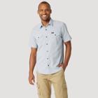 Wrangler Short Sleeve Regular Fit Button-down Shirt - Light Blue Denim