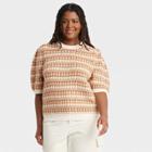 Women's Plus Size Puff Elbow Sleeve Crewneck Pullover Sweater - Universal Thread Cream