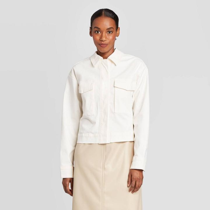 Women's Long Sleeve Polished Over Coat - Prologue White S, Women's,