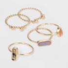 Semi-precious Dalmation Jasper, Sunstone & Angelite Multi Ring Set - Universal Thread Worn Gold, Women's,
