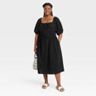 Women's Plus Size Puff Short Sleeve Dress - Universal Thread Black