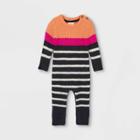 Baby Striped Sweater Jumpsuit - Cat & Jack Orange/navy Newborn