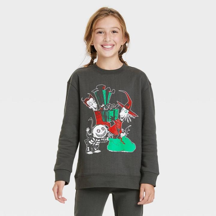 Kid's Disney Nightmare Before Christmas Family Holiday Graphic Sweatshirt - Black