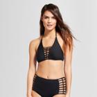 Mossimo Women's Ribbed Caged High Neck Bikini Top - Black -