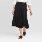 Women's Midi Wrap A Line Skirt - Universal Thread Black