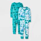 Baby Boys' 2pk Snail & Tie-dye Tight Fit Pajama Romper - Cat & Jack Green