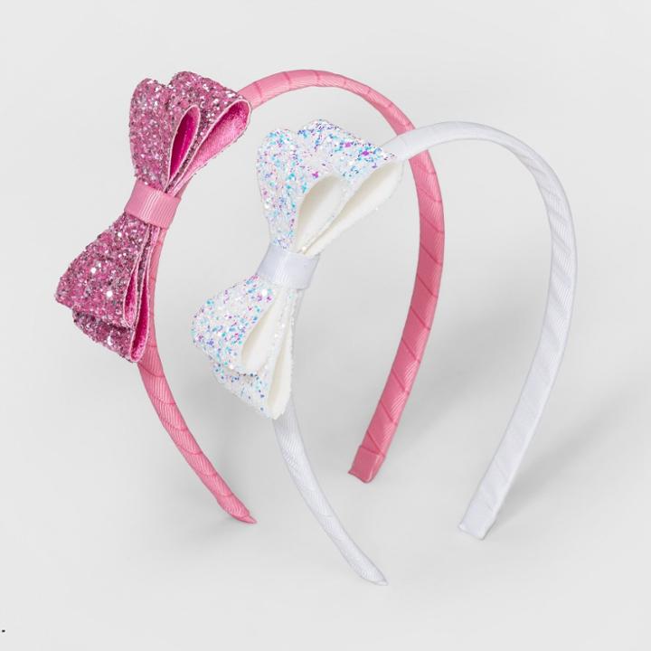 Girls' 2pk Glitter Bow Headbands - Cat & Jack,