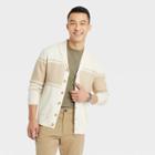 Men's Striped Standard Fit Cardigan - Goodfellow & Co Beige/stripe