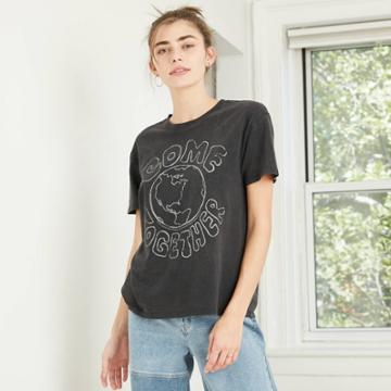 Vintage Concert Tees Women's The Beatles Come Together Short Sleeve Graphic T-shirt - Black