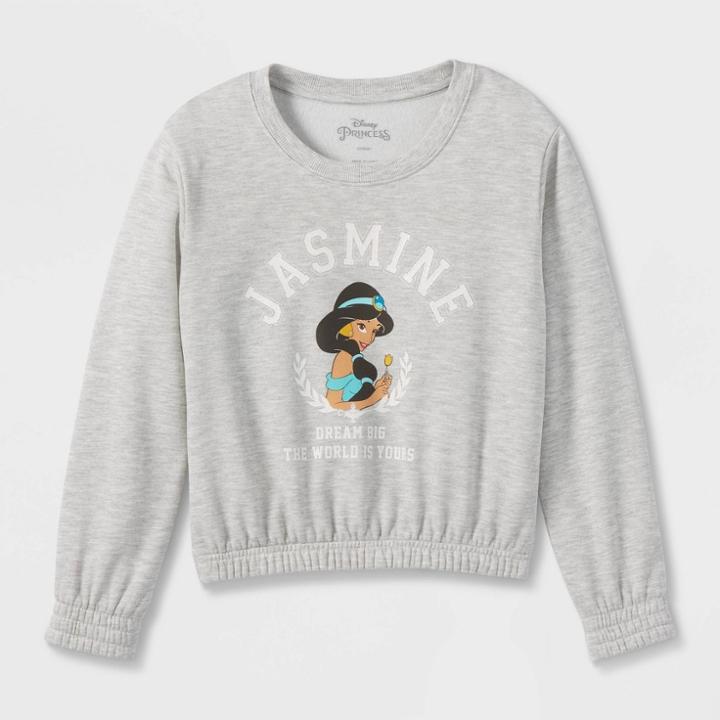 Girls' Disney Princess Jasmine Dreamy Fleece Pullover - Heather Gray