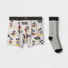 Disney Men's Holiday Mickey Boxer Briefs & Socks Set - Black/silver