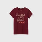 Girls' Short Sleeve 'thankful With A Grateful Heart' Graphic T-shirt - Cat & Jack Burgundy