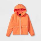 Girls' Hooded Rain Long Sleeve Jacket - Art Class Orange