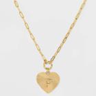 14k Gold Dipped 'p' Initial Diamond Cut Heart Pendant Necklace - A New Day Gold